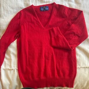 Vibrant Red V-Neck Sweater by Peter Scott